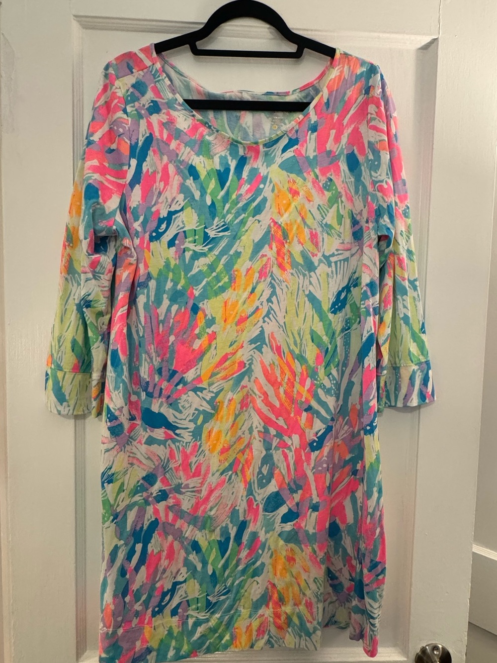 Lilly Pulitzer Pastel Multi-Color Printed Long Sleeve Shift Dress